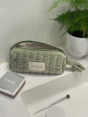 Velvet Makeup Bag Small - Pistachio