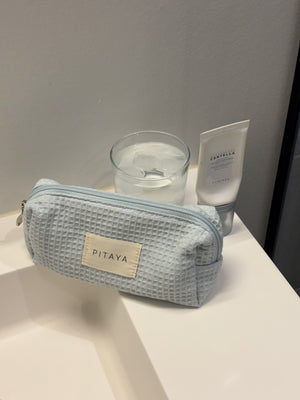 Small Waffle Makeup Bag - Baby Blue