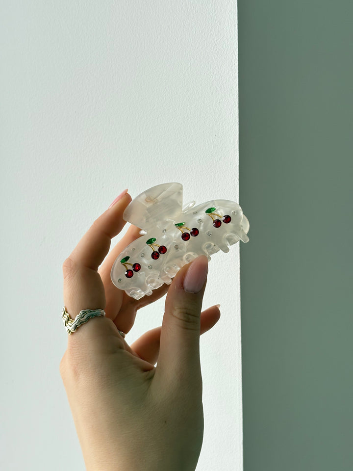 Victoria Cherry Hairclip - White