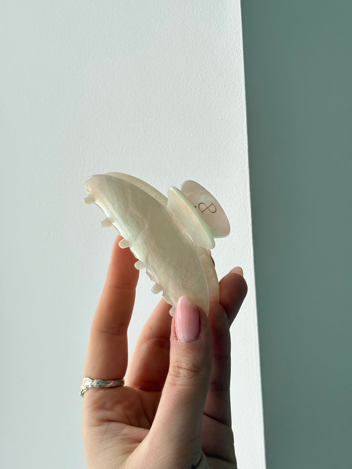 Fiona Glitter Hairclip - White