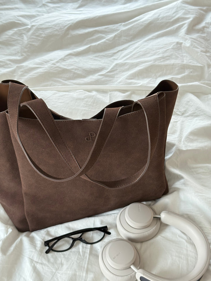 Sophia Bag Medium - Faux Suede Dark Brown