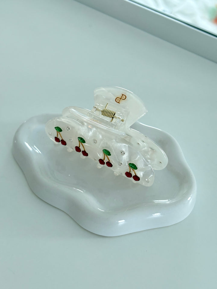Victoria Cherry Hairclip - White