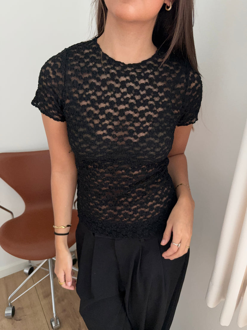 Elisa Lace Tee - Black