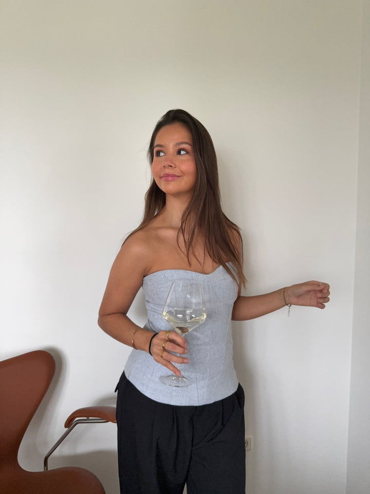 Cirkeline Bandeau Top - Light Blue Melange