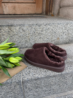 Sally Teddy Slippers - Dark Brown