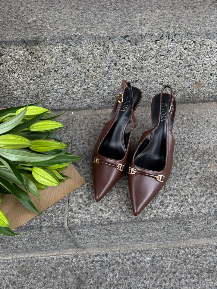 Neva Buckle Slingback - Dark Brown