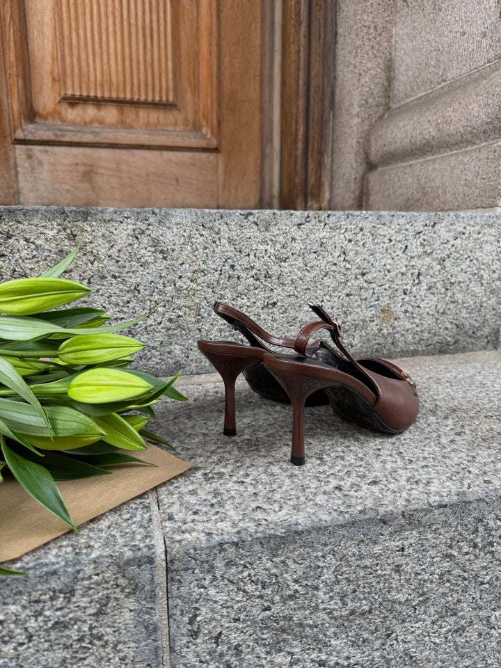 Neva Buckle Slingback - Dark Brown
