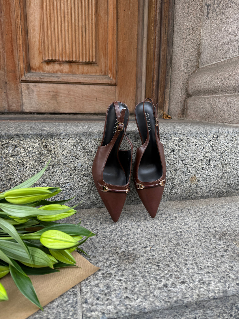 Neva Buckle Slingback - Dark Brown