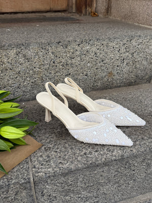 Svea Sequins Slingbacks - Cream White