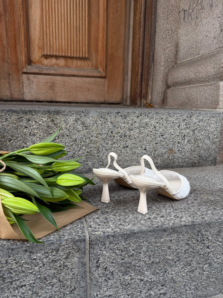 Svea Sequins Slingbacks - Cream White