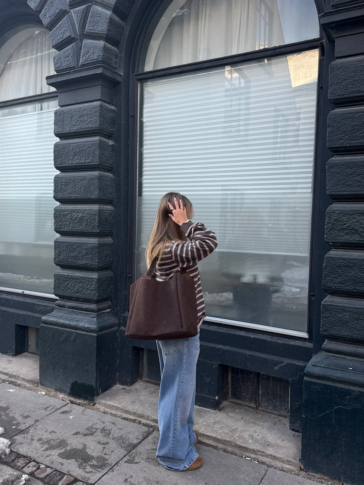 Sophia Bag Medium - Faux Suede Dark Brown