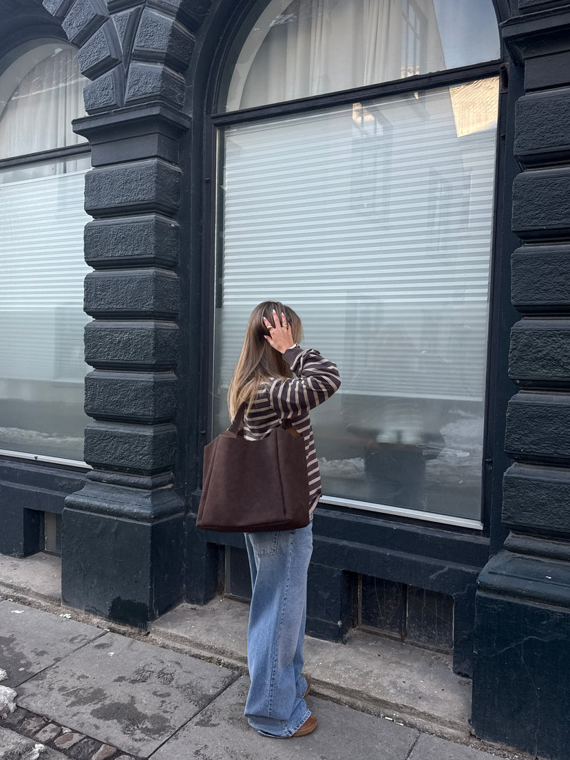 Sophia Bag Medium - Faux Suede Dark Brown