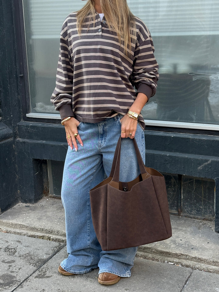 Sophia Bag Medium - Faux Suede Dark Brown