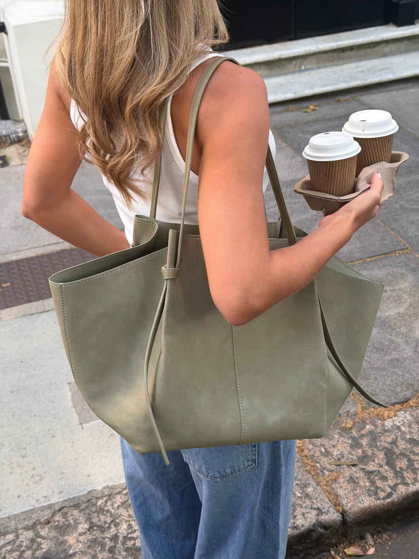 Andrea Strap Bag - Faux Suede Dusty Green