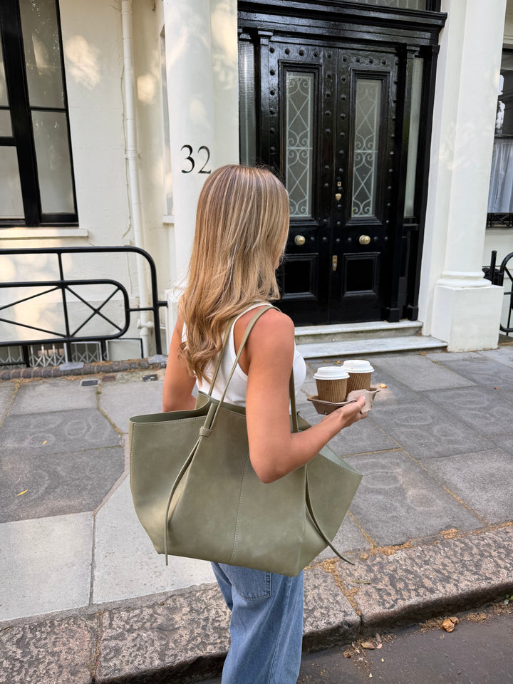 Andrea Strap Bag - Faux Suede Dusty Green