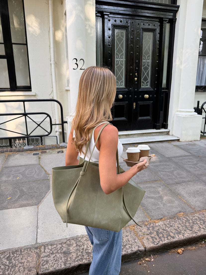 Andrea Strap Bag - Faux Suede Dusty Green