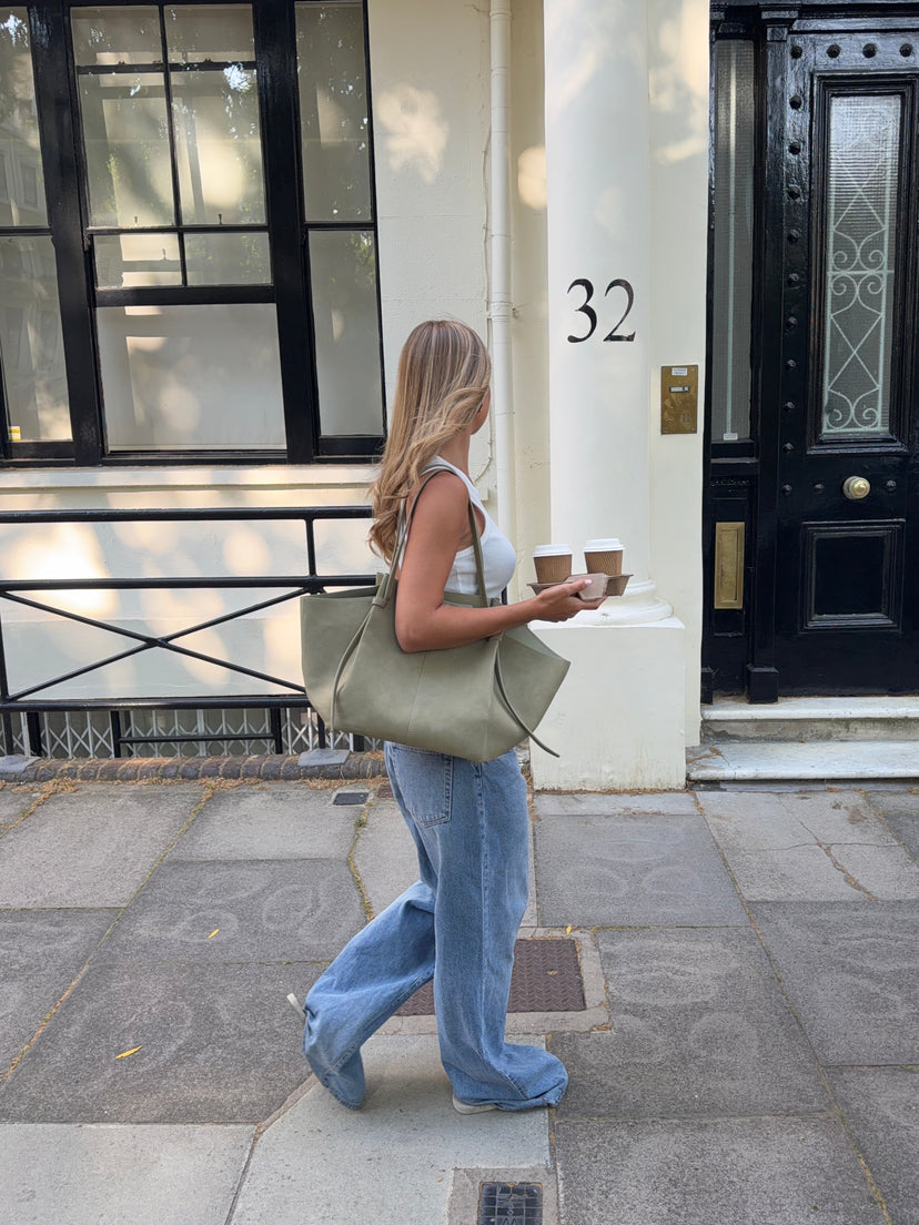 Andrea Strap Bag - Faux Suede Dusty Green