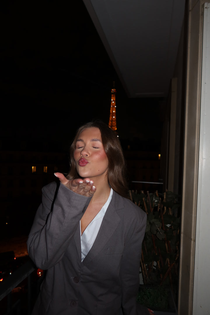 Line Linen Blazer - Dark Grey