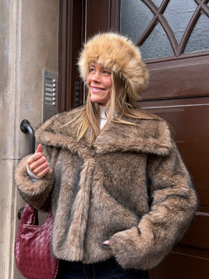 Marina Faux Fur Jacket - Brown