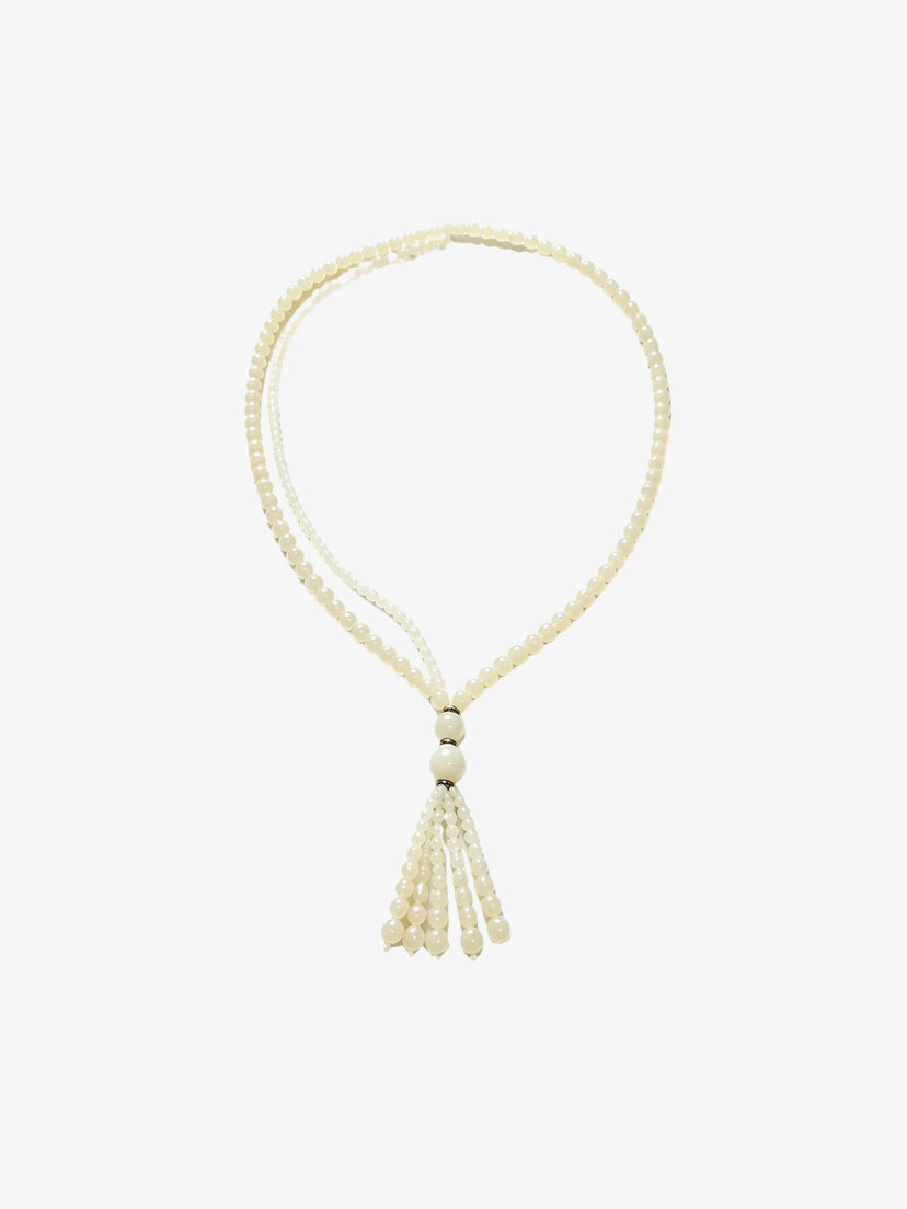 May Long Fringe Pearl Necklace - White