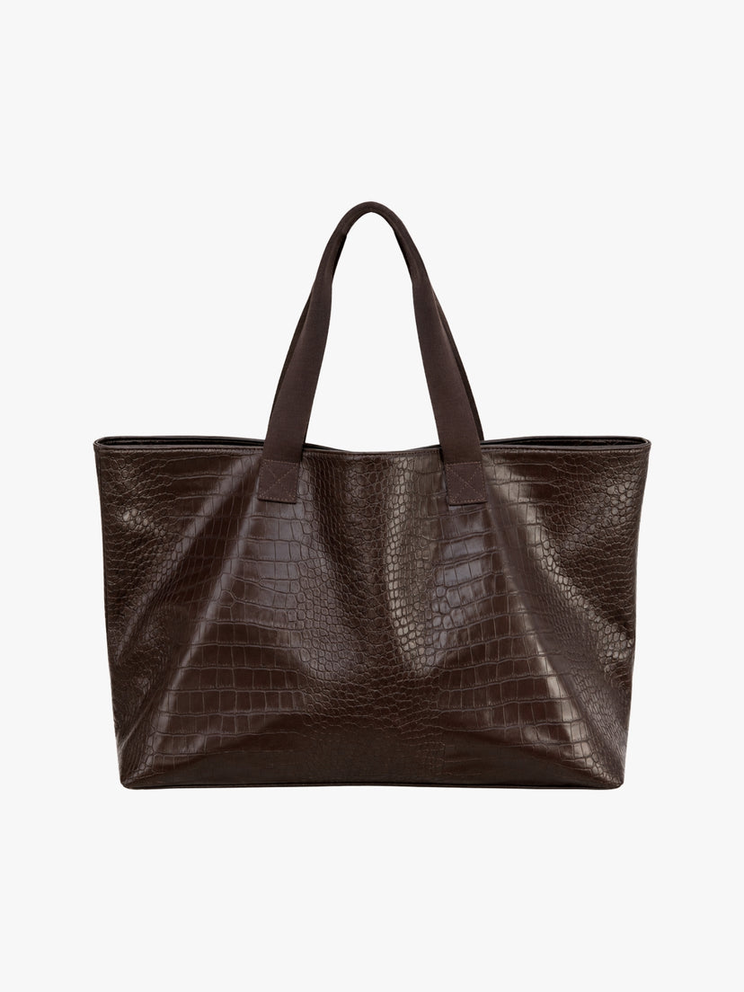 Lara XL Tote Bag - Dark Brown Crocodile