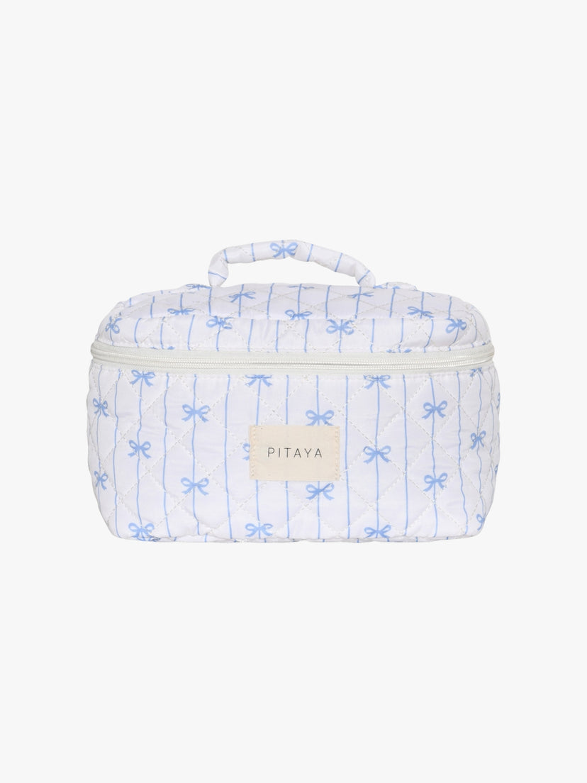 Large Makeup Bag - Blue Bow