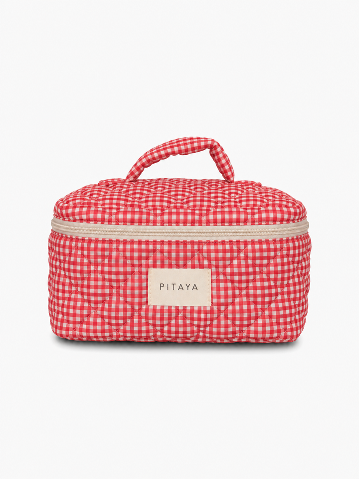 Large Makeup Bag - Red Check