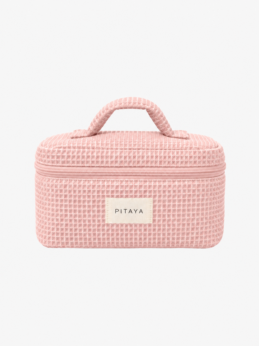 Large Waffle Makeup Bag - Light Pink