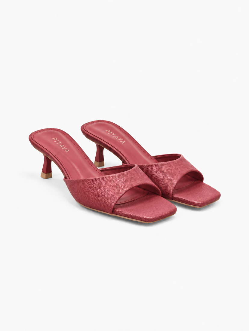 Lea Slip On Kitten Heels - Burgundy