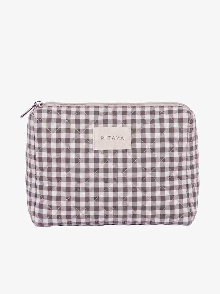 Medium Makeup Bag - Espresso Brown Check