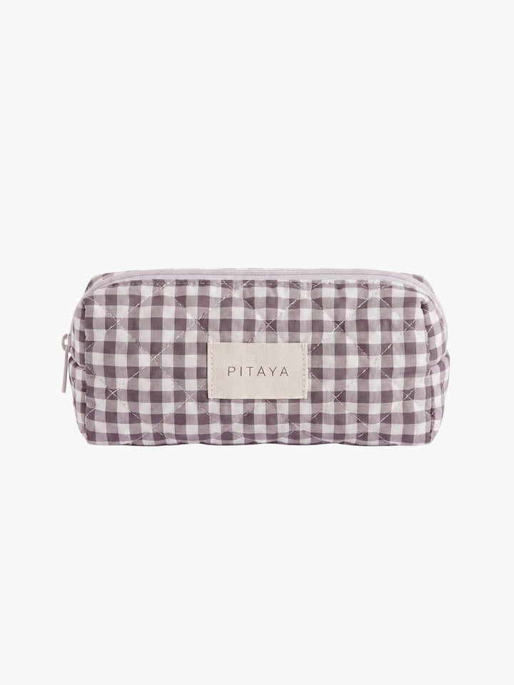 Small Makeup Bag - Espresso Brown Check