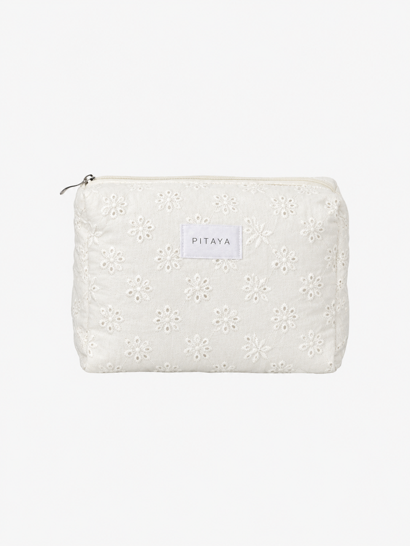 Medium Makeup Bag - White Broderie Anglaise