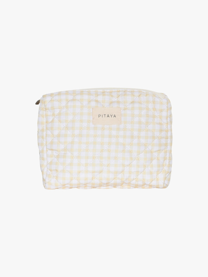 Medium Makeup Bag - Yellow Check