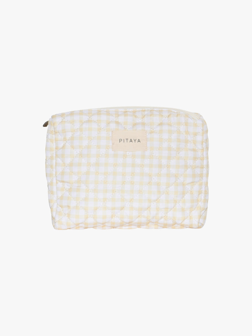 Medium Makeup Bag - Yellow Check