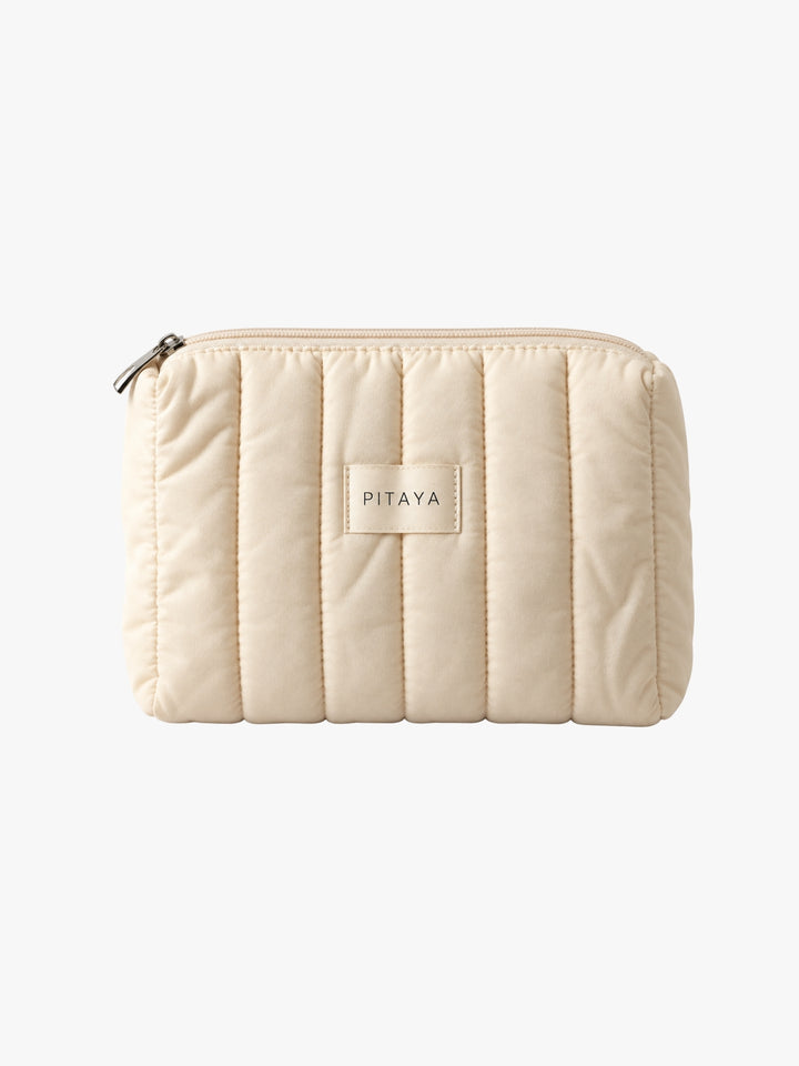 Medium Triangle Makeup Bag - Cream White