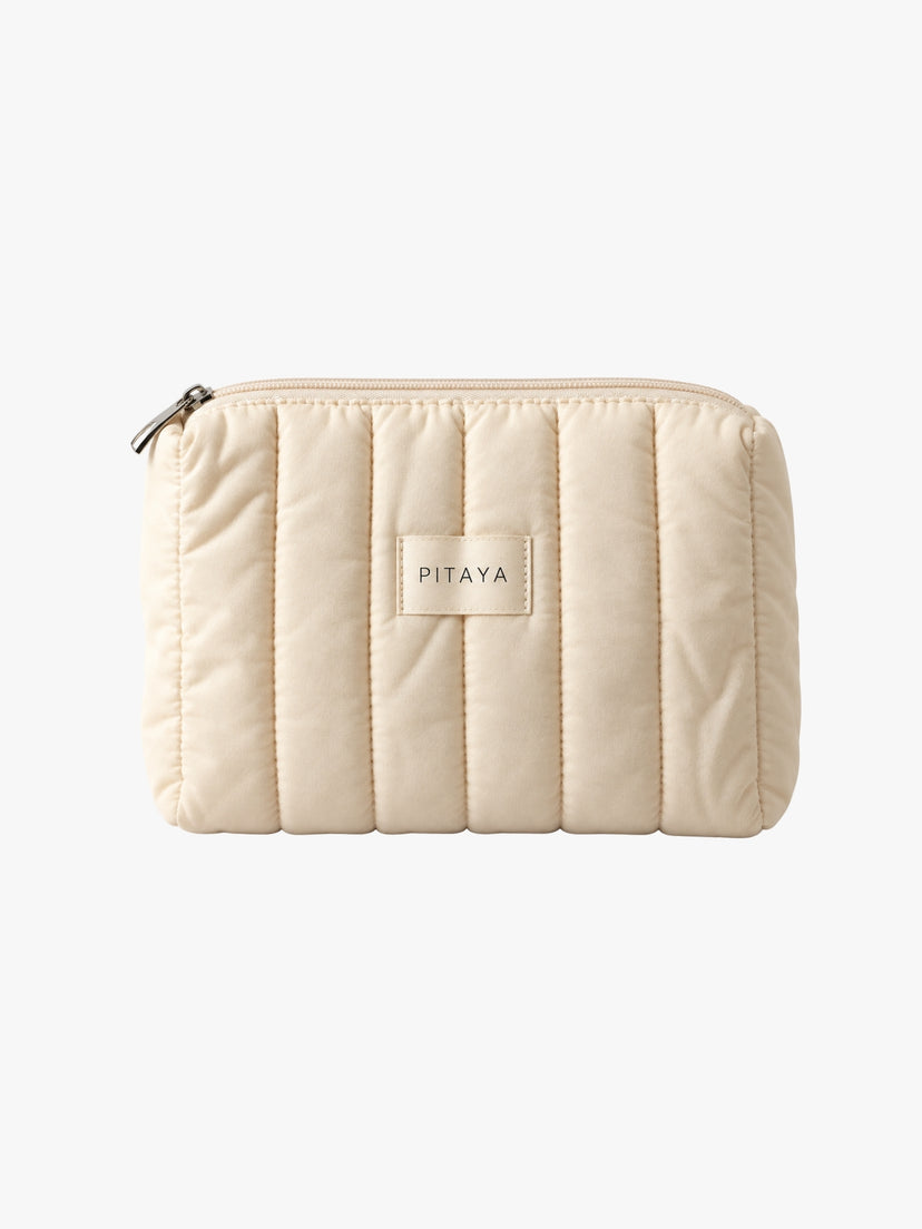 Medium Triangle Makeup Bag - Cream White