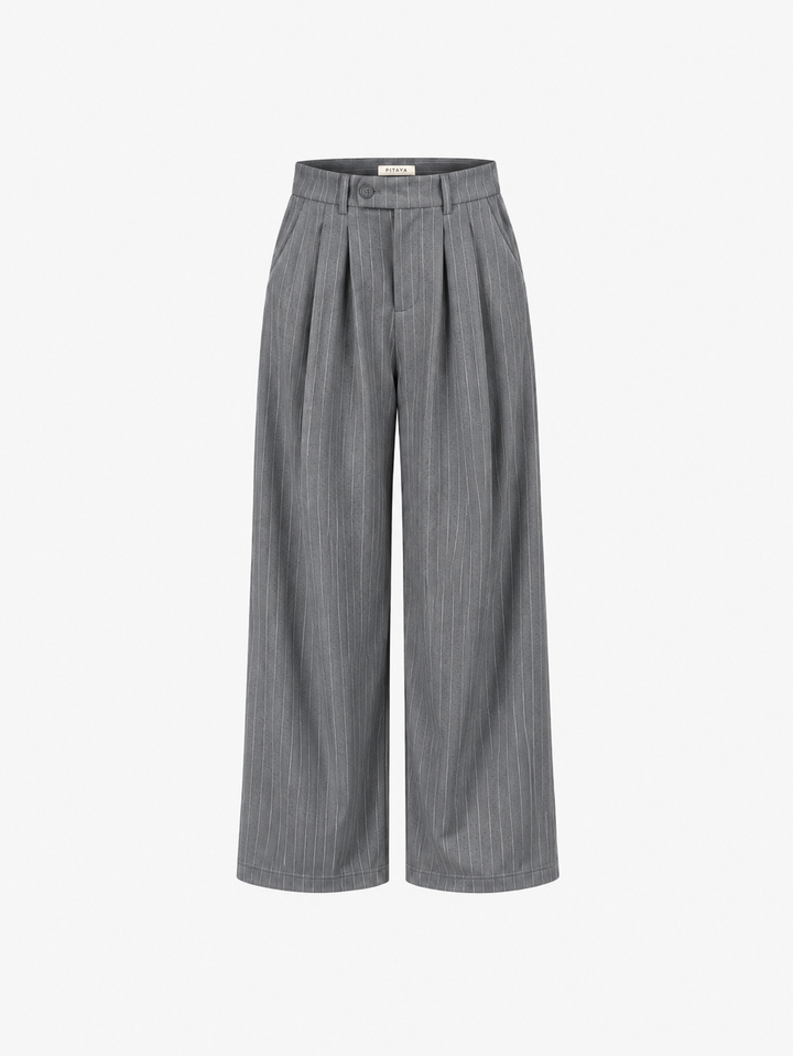 Nora Pants - Medium Grey Pinstripe