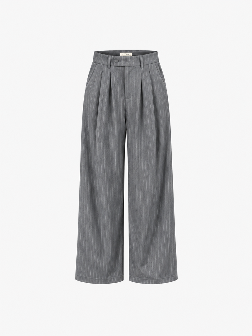 Nora Pants - Medium Grey Pinstripe