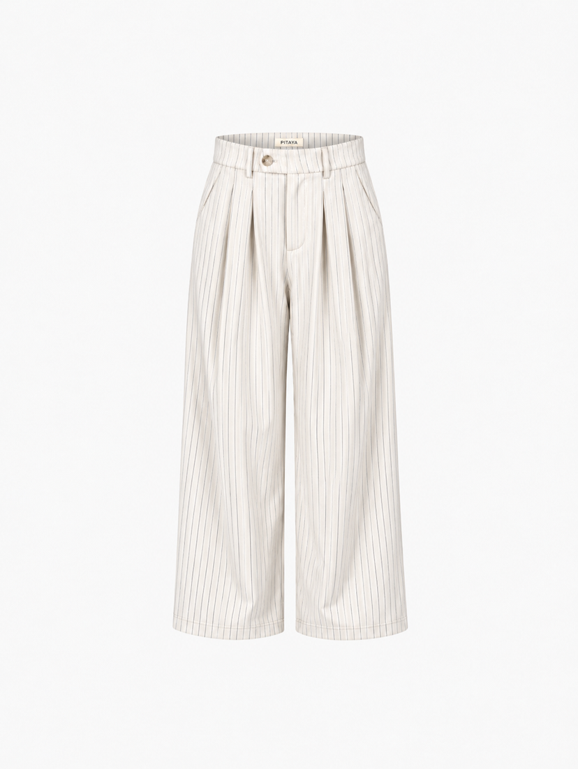 Nora Pants Petit - Cream White Pinstripe