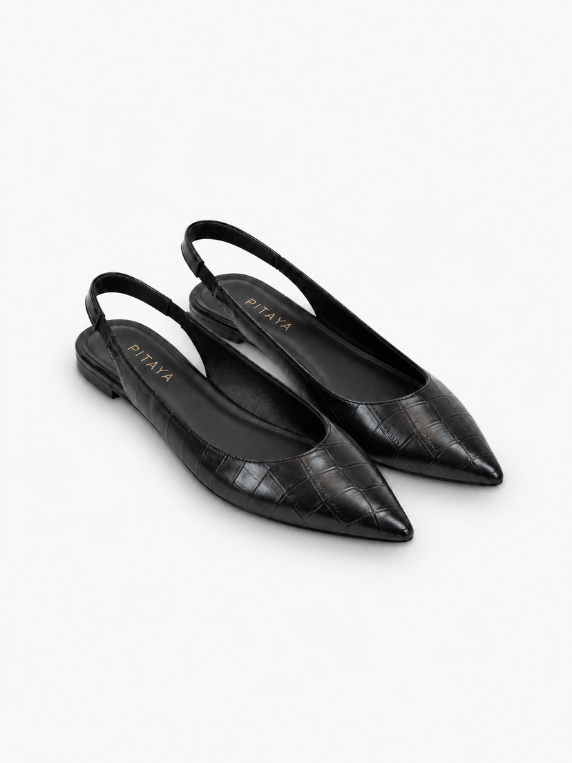 Patricia Slingback Ballerina - Black Snake