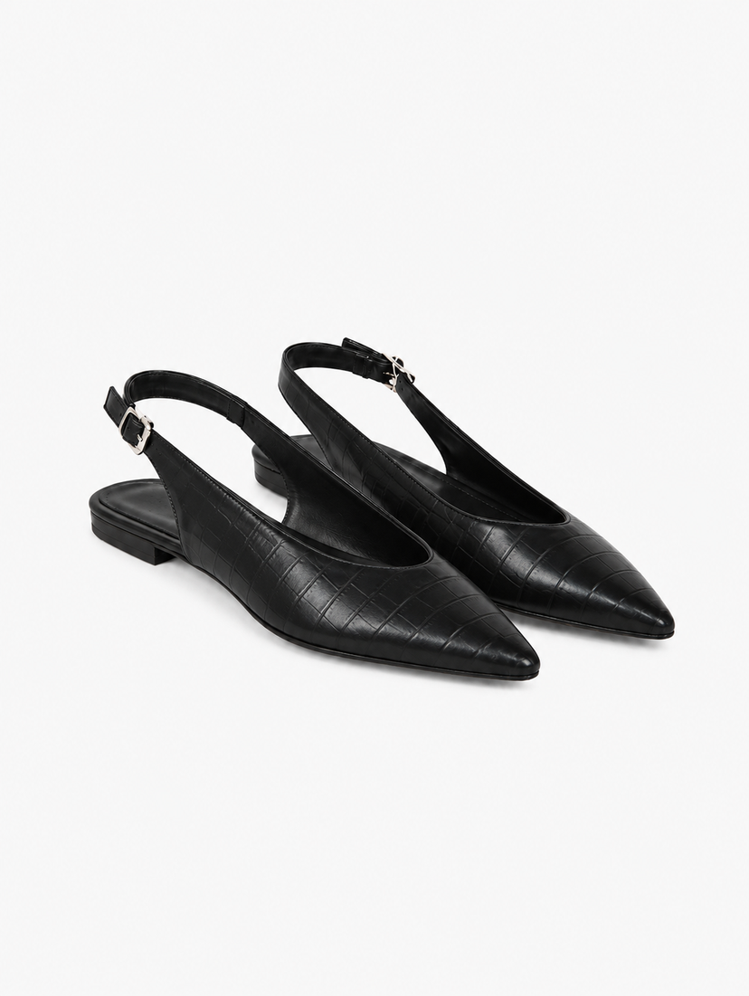 Patricia Slingback Ballerina - Black Snake