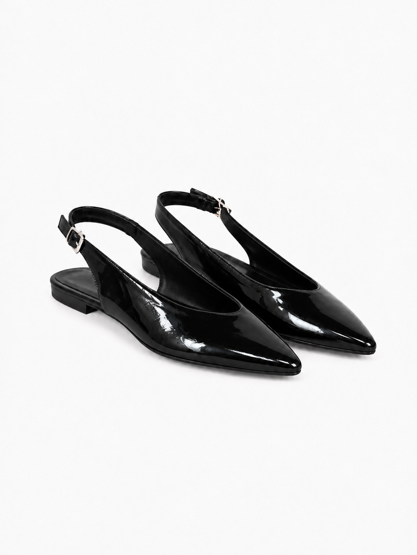 Patricia Slingback Ballerina - Shiny Black