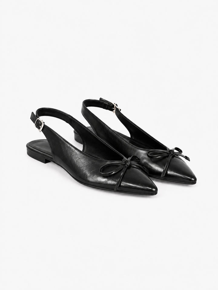 Patricia Slingback Bow Ballerina - Shiny Black