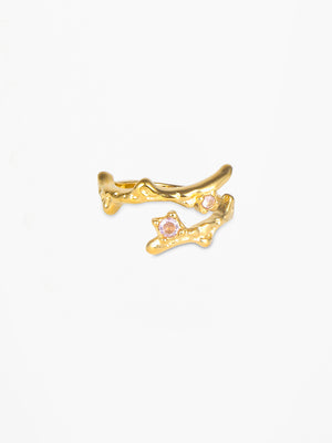 Rosa Double Stone Ring - Gold Plated