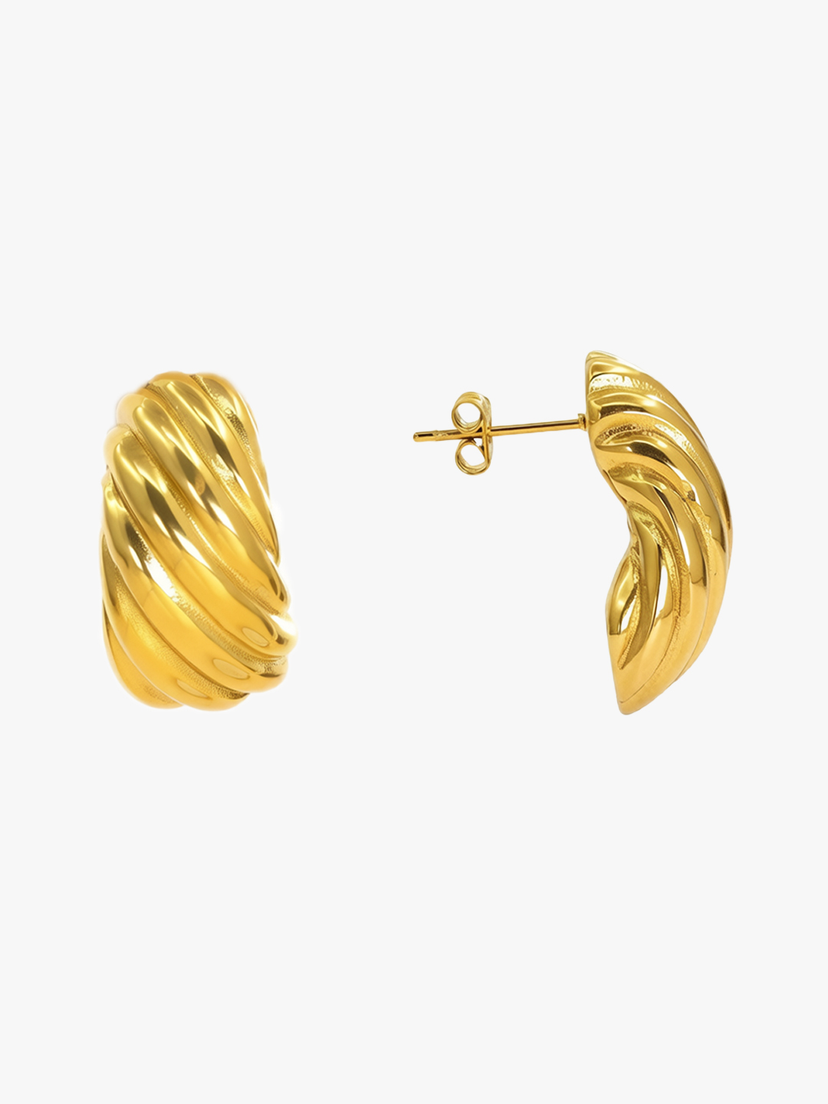 Lyra Textured Earrings - Gold Plated