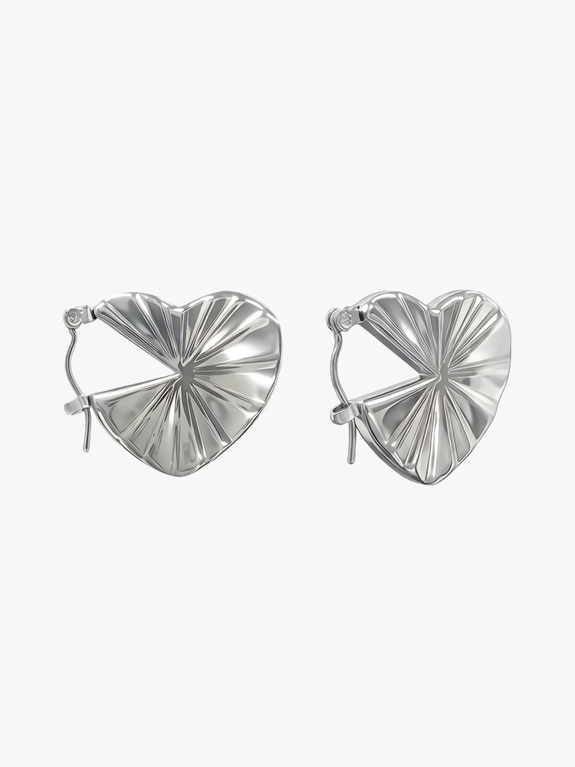 Zayla Flat Heart Earrings - Stainless Steel