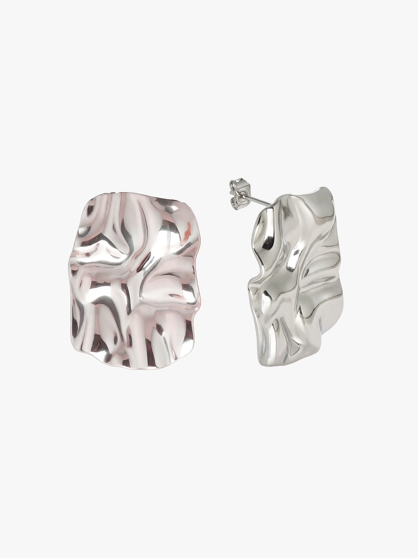 Veronica Textured Square Earrings - Stainless Steel