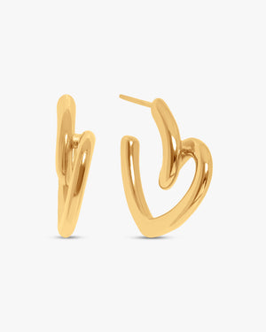 Stine Heart Swirl Earrings - Gold