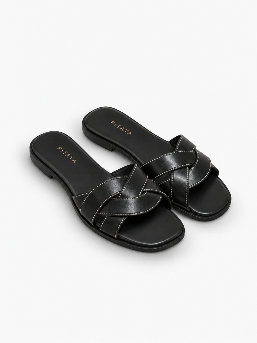 Trine Crossed Flats - Black