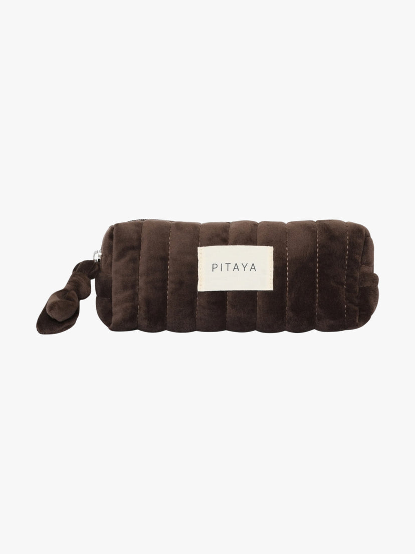 Velvet Makeup Bag Small - Dark Brown